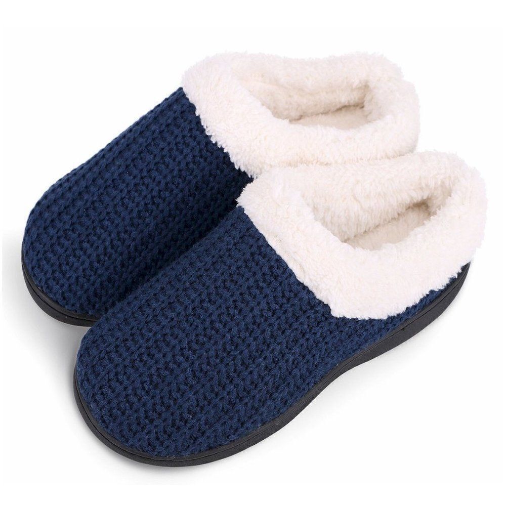 19. Arctic Paw Soft Fleece Lined House Slippers Navy Blue M/L  9-10